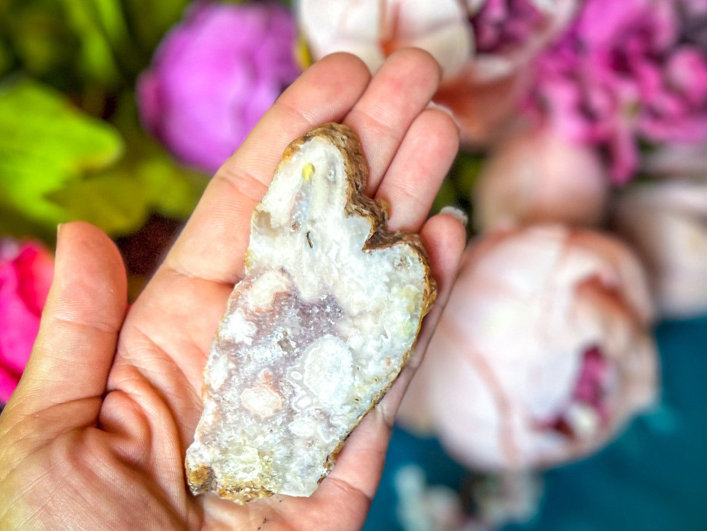 Pink Flower Agate Slices, Polished Flower Agate Slabs, Pink Cherry Blossom Agate