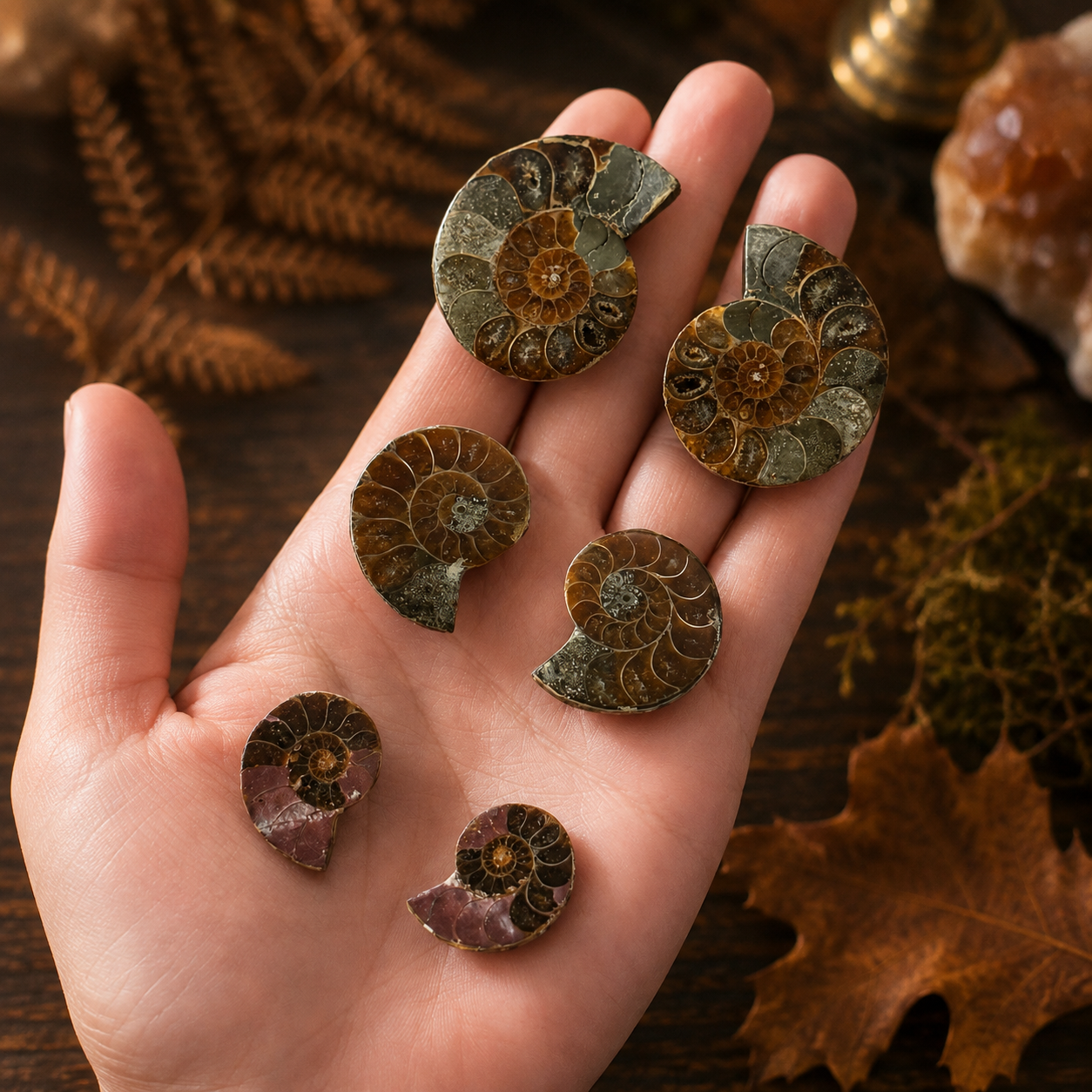 Small Polished Ammonite Fossil Pairs, Ethically Sourced Ammonite Halves