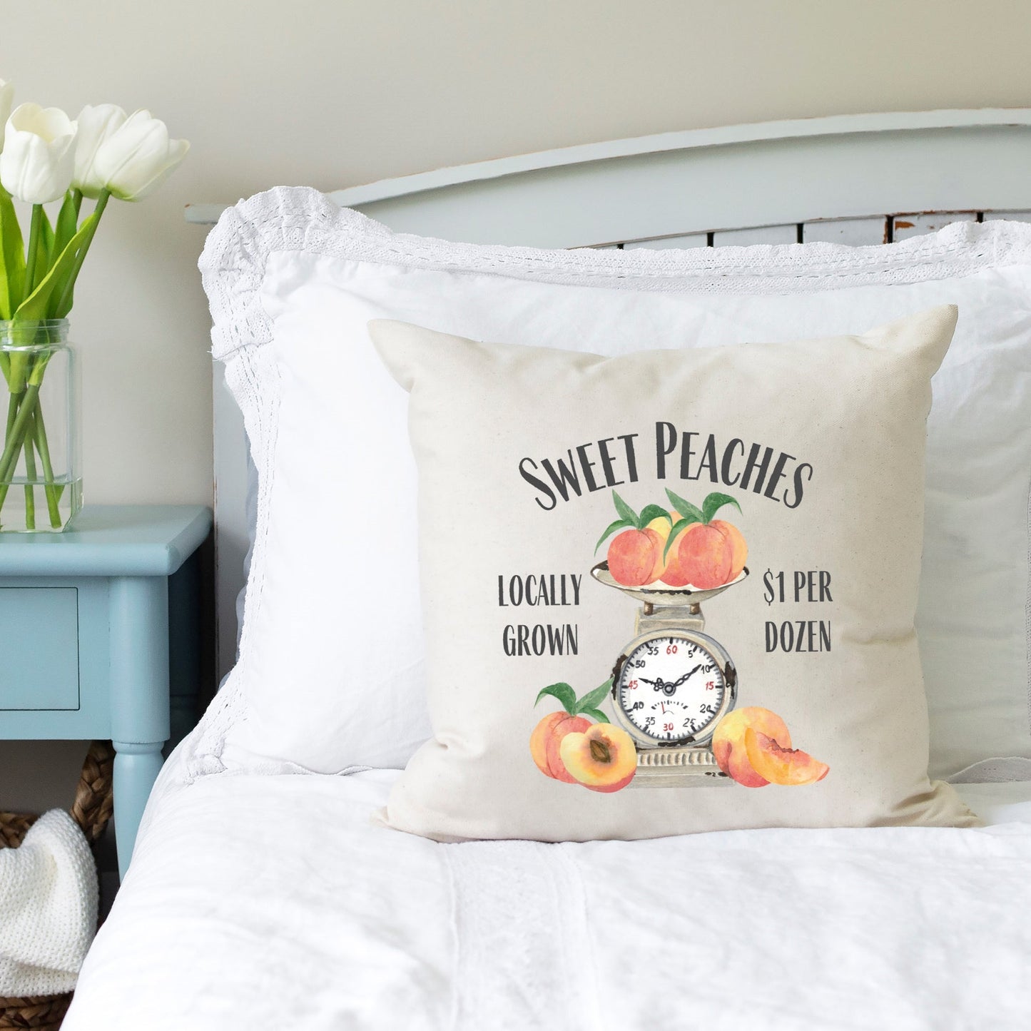 Sweet Peaches- Summer Pillow Cover 18x18 inch