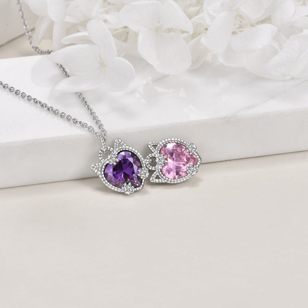 Crystal Cat Charm Necklace | Cat Necklace