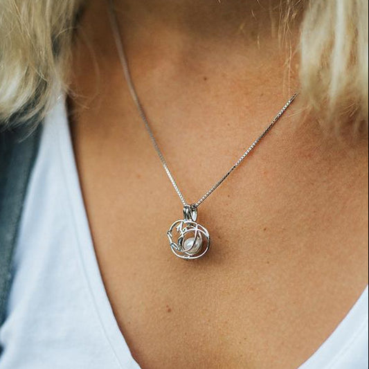 Cat Nap Pearl Cage Pendant | Sterling Silver Cat Necklace