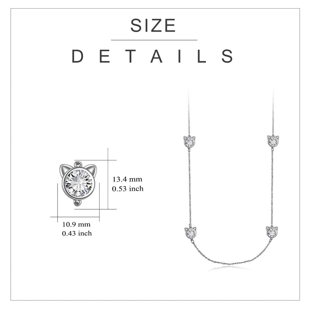 Crystal Cat Station Necklace | Sterling Silver
