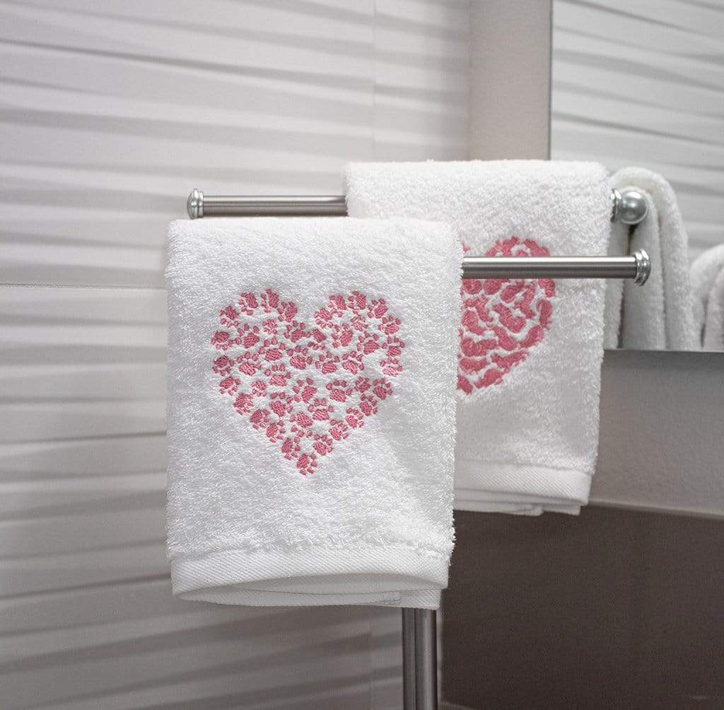 Sweet Heart Cat Hand Towels