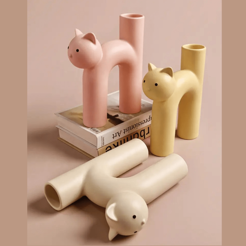 Modern Ceramic Cat Vase