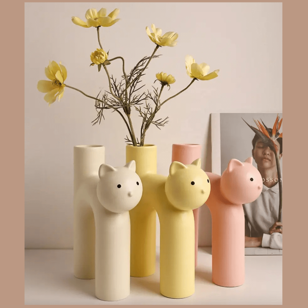 Modern Ceramic Cat Vase