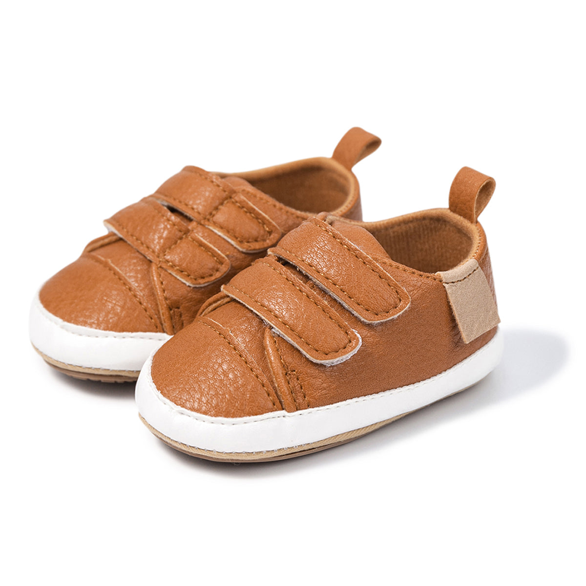 Baby Boy, Infant Casual Shoes, Anti-Slip Rubber Sole, Pu Leather, Sneakers (Brown)