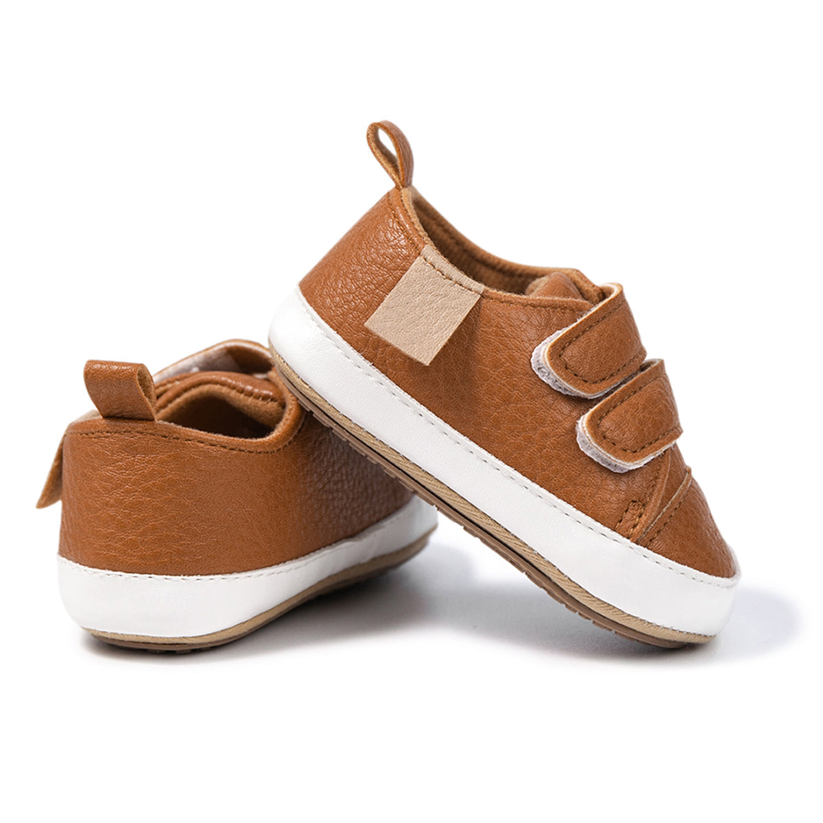 Baby Boy, Infant Casual Shoes, Anti-Slip Rubber Sole, Pu Leather, Sneakers (Brown)